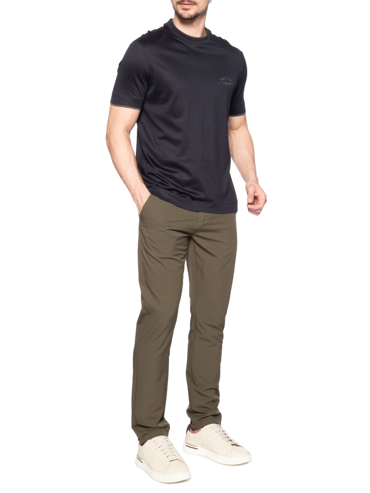 Camiseta Masculina Friso Colar Preto Emporio Armani