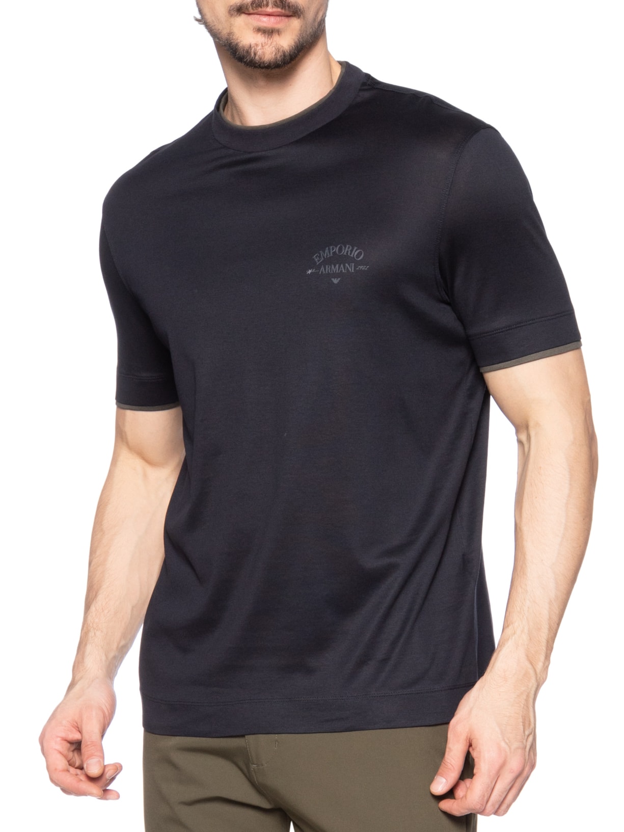 Camiseta Masculina Friso Colar Preto Emporio Armani