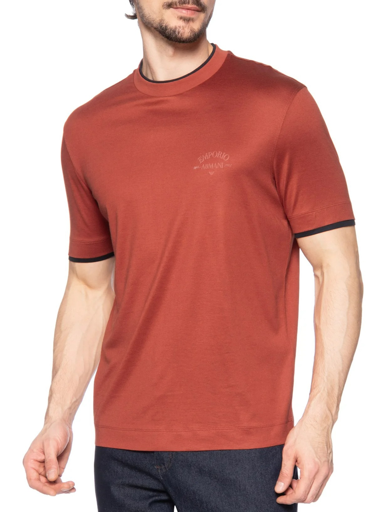 Camiseta Masculina Friso Colar Vermelho Emporio Armani