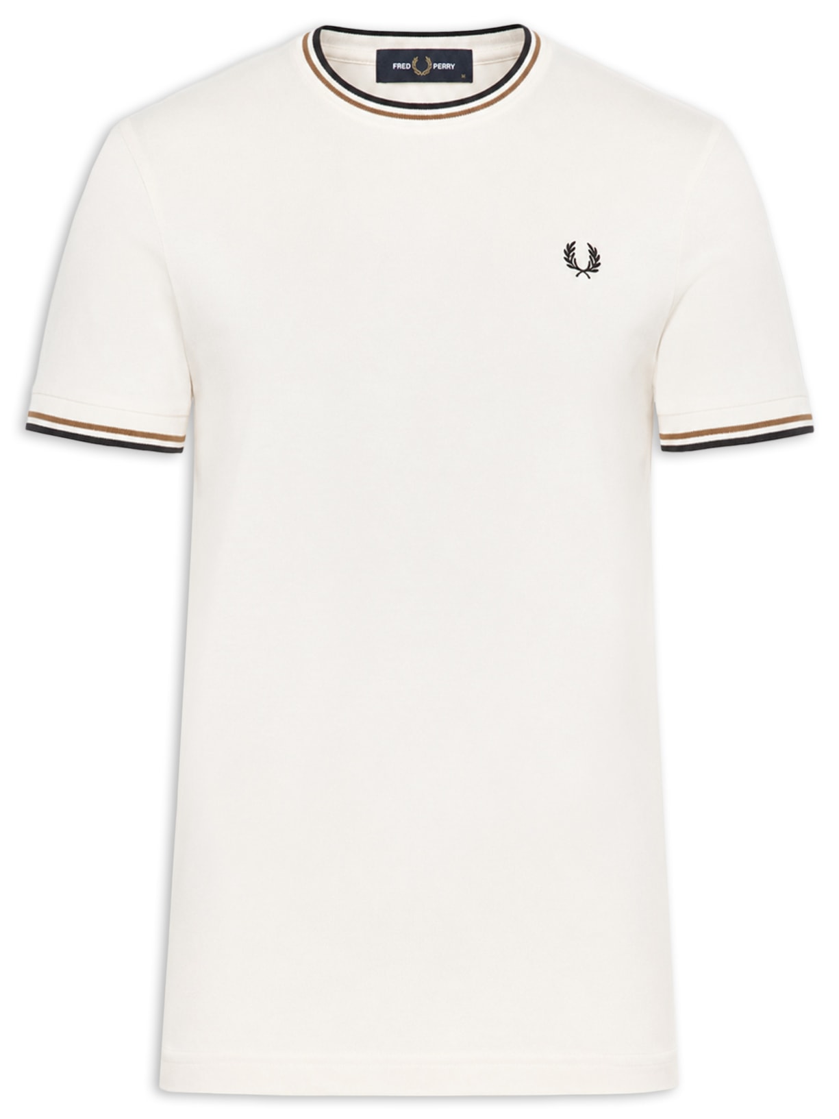 Camiseta Masculina Friso Duplo Regular Fit Em Algodão Off White Fred Perry