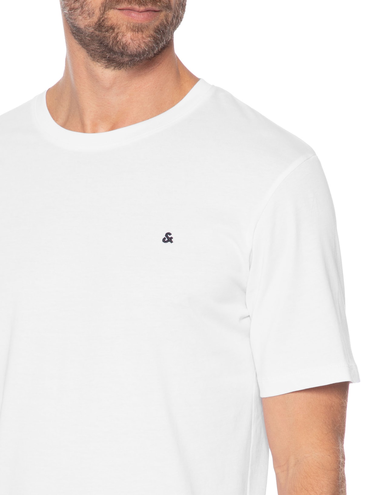 Camiseta Masculina Gola Careca Algodão Orgânica Branco Jack & Jones