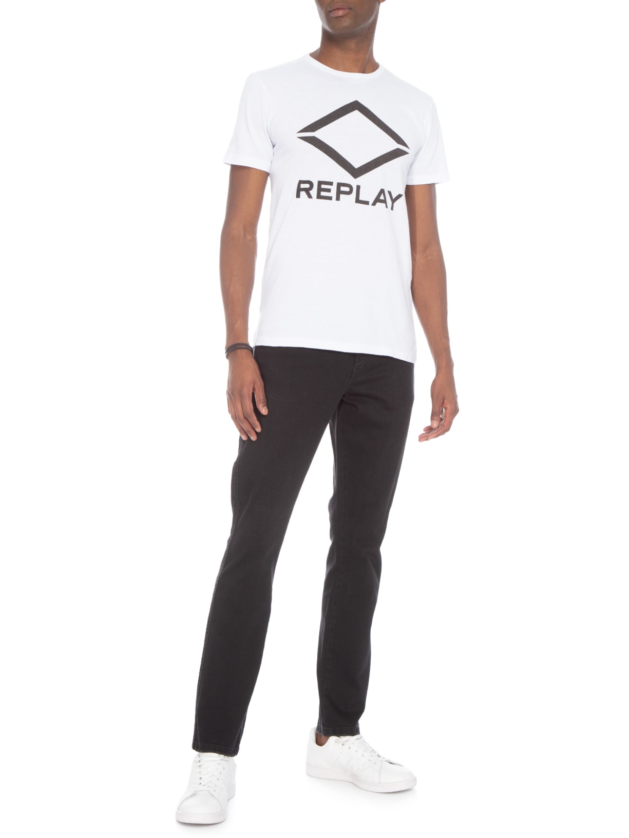 Camiseta Masculina Gola Careca Branco Replay