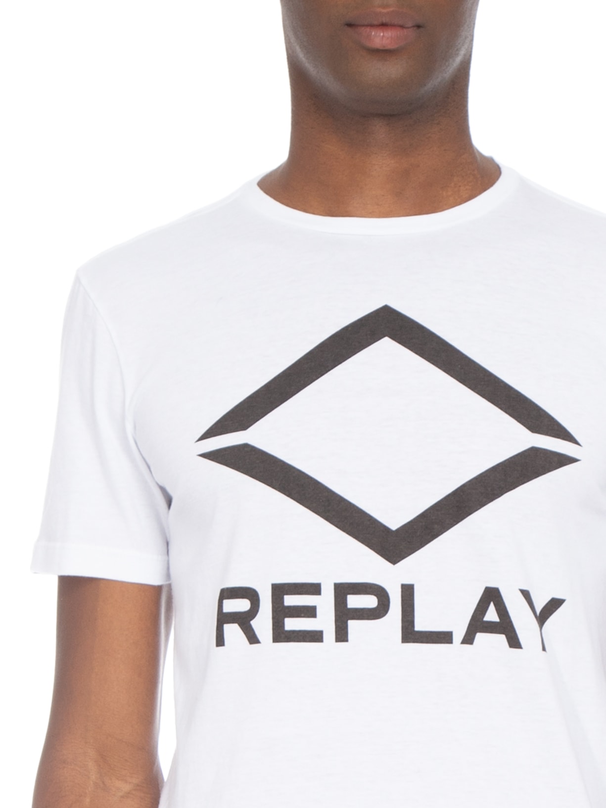 Camiseta Masculina Gola Careca Branco Replay