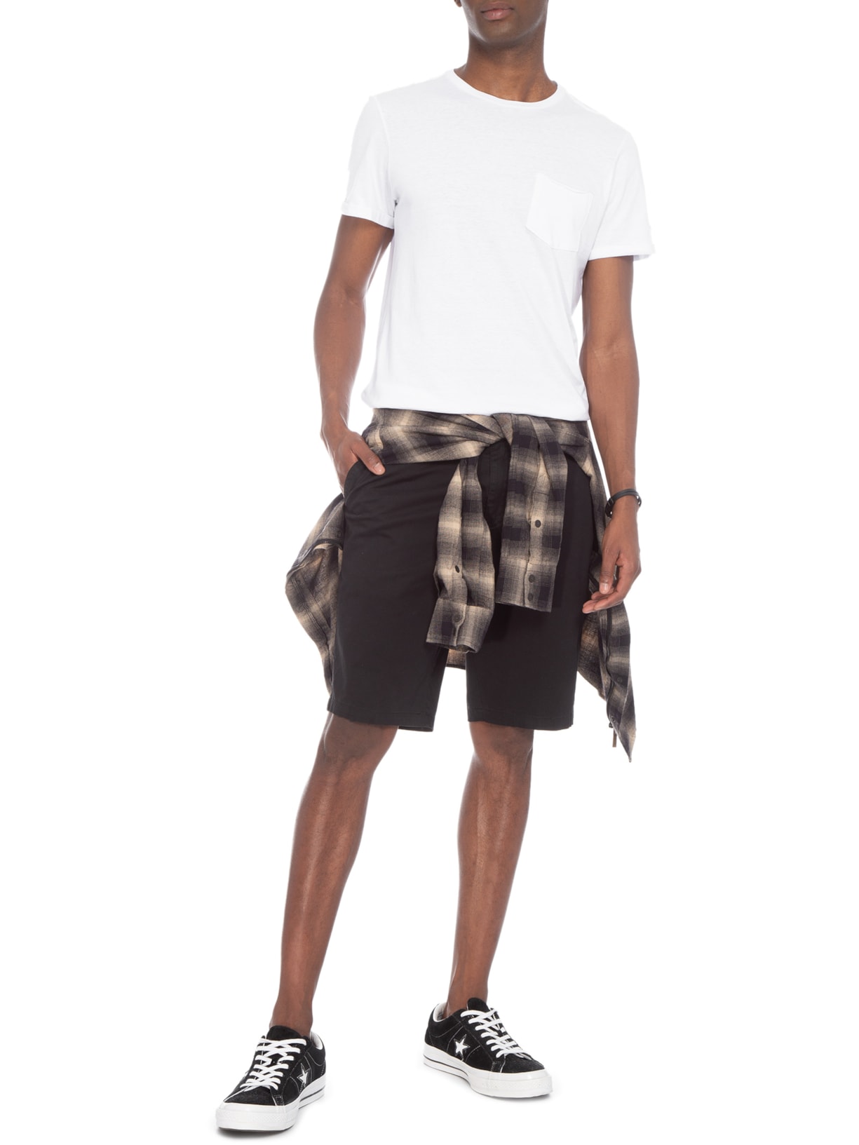 Camiseta Masculina Gola Careca Branco Replay