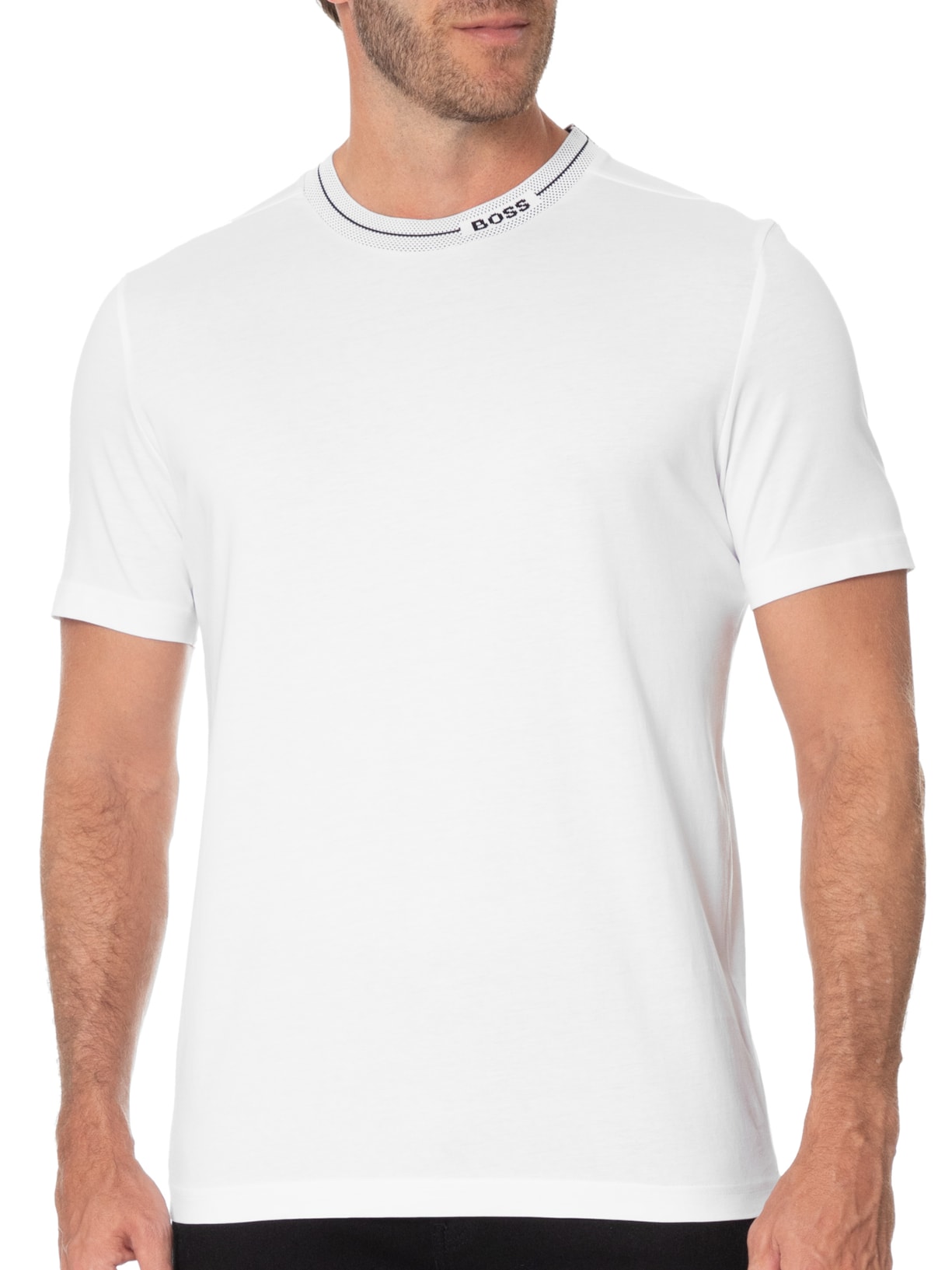 Camiseta Masculina Gola Careca Branco Boss