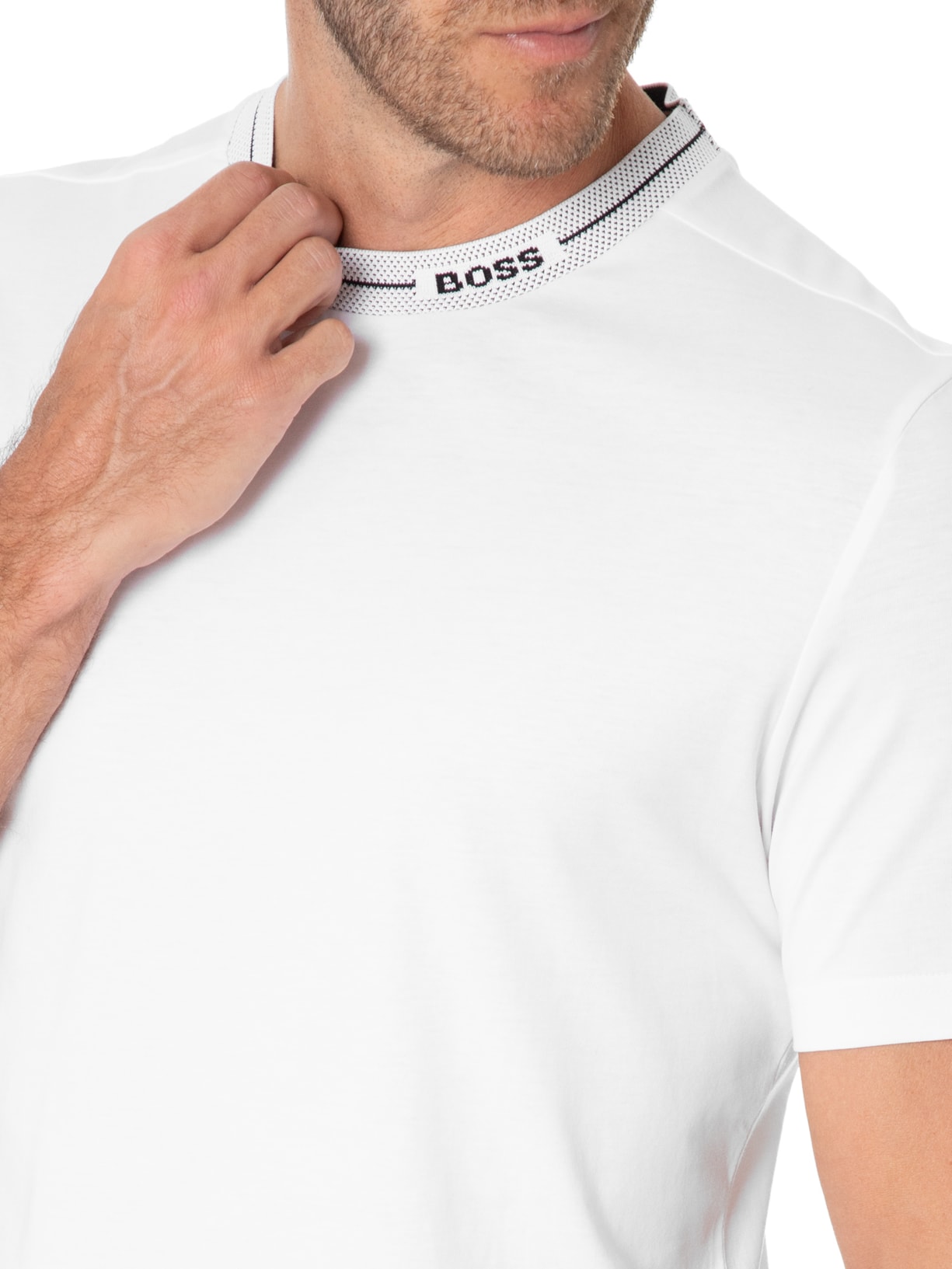 Camiseta Masculina Gola Careca Branco Boss