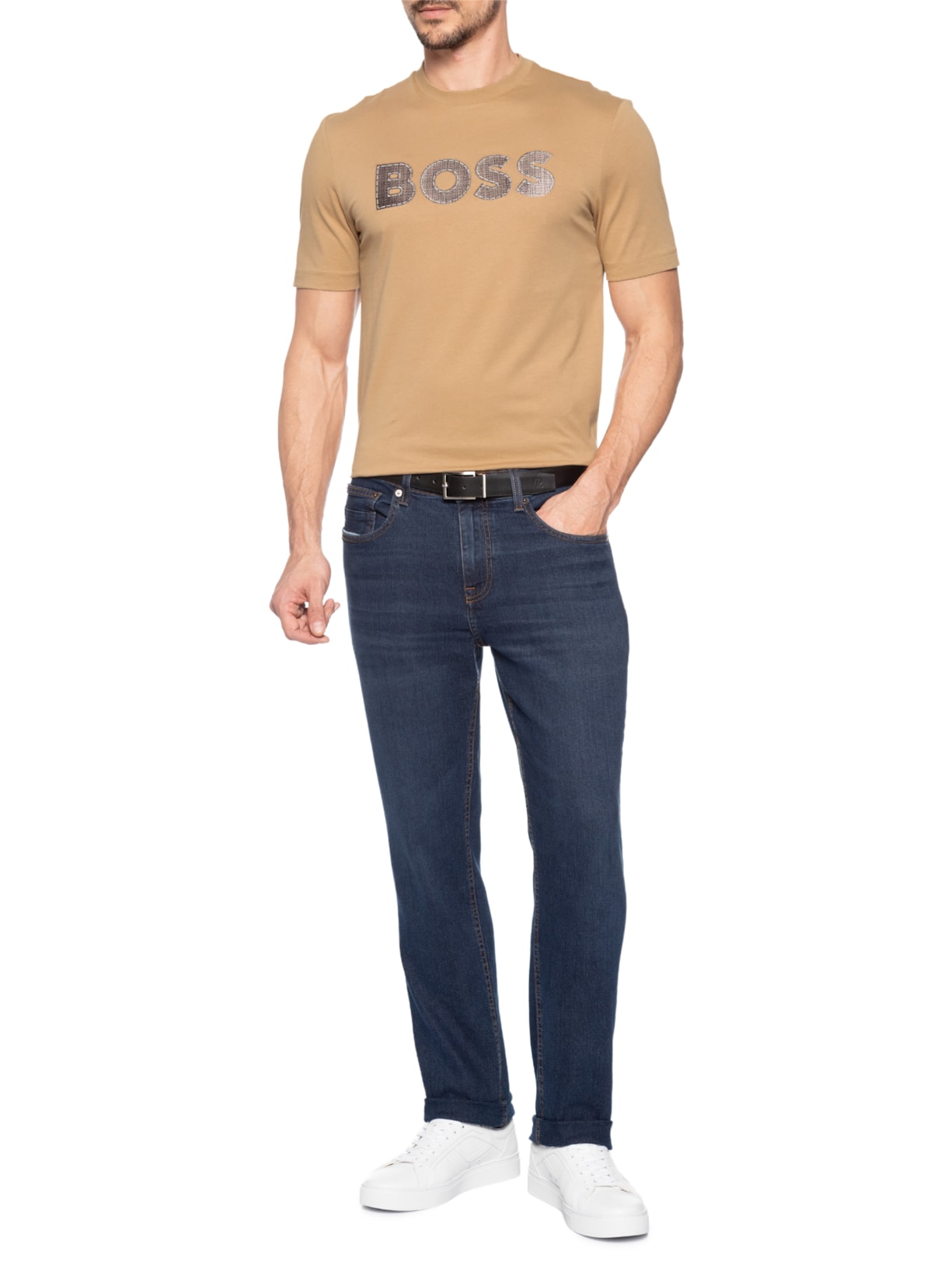 Camiseta Masculina Gola Careca C-Thompson 89 Bege Boss