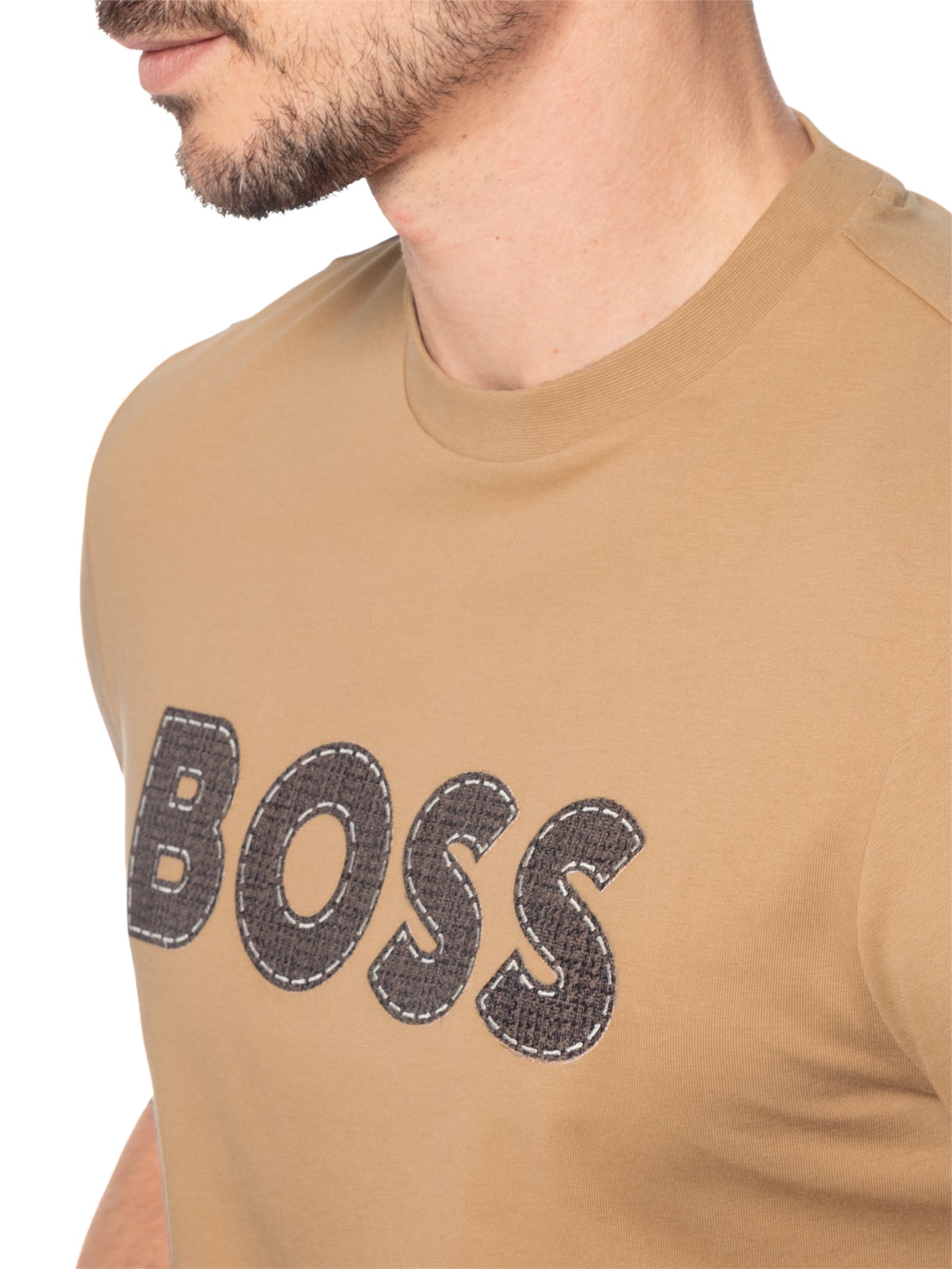 Camiseta Masculina Gola Careca C-Thompson 89 Bege Boss