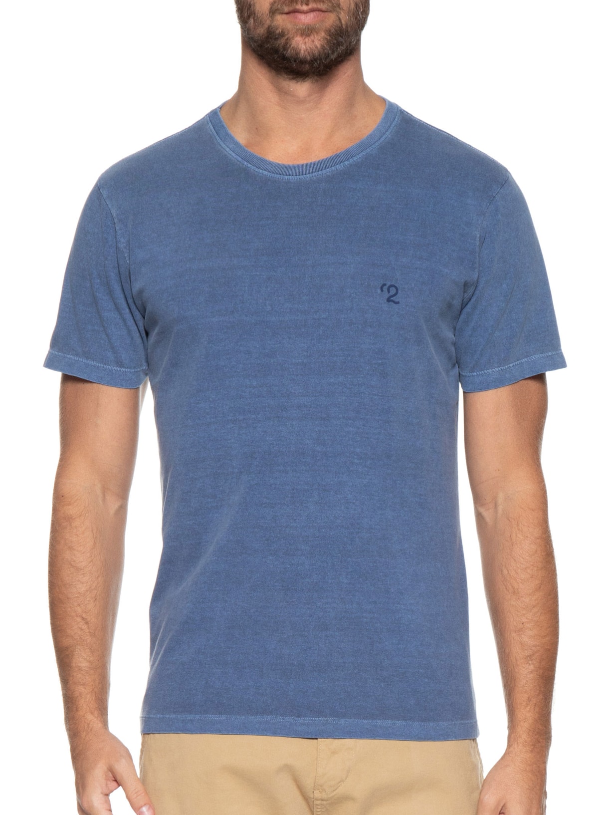 Camiseta Masculina Gola Careca Com Estampa Azul '2 Essential
