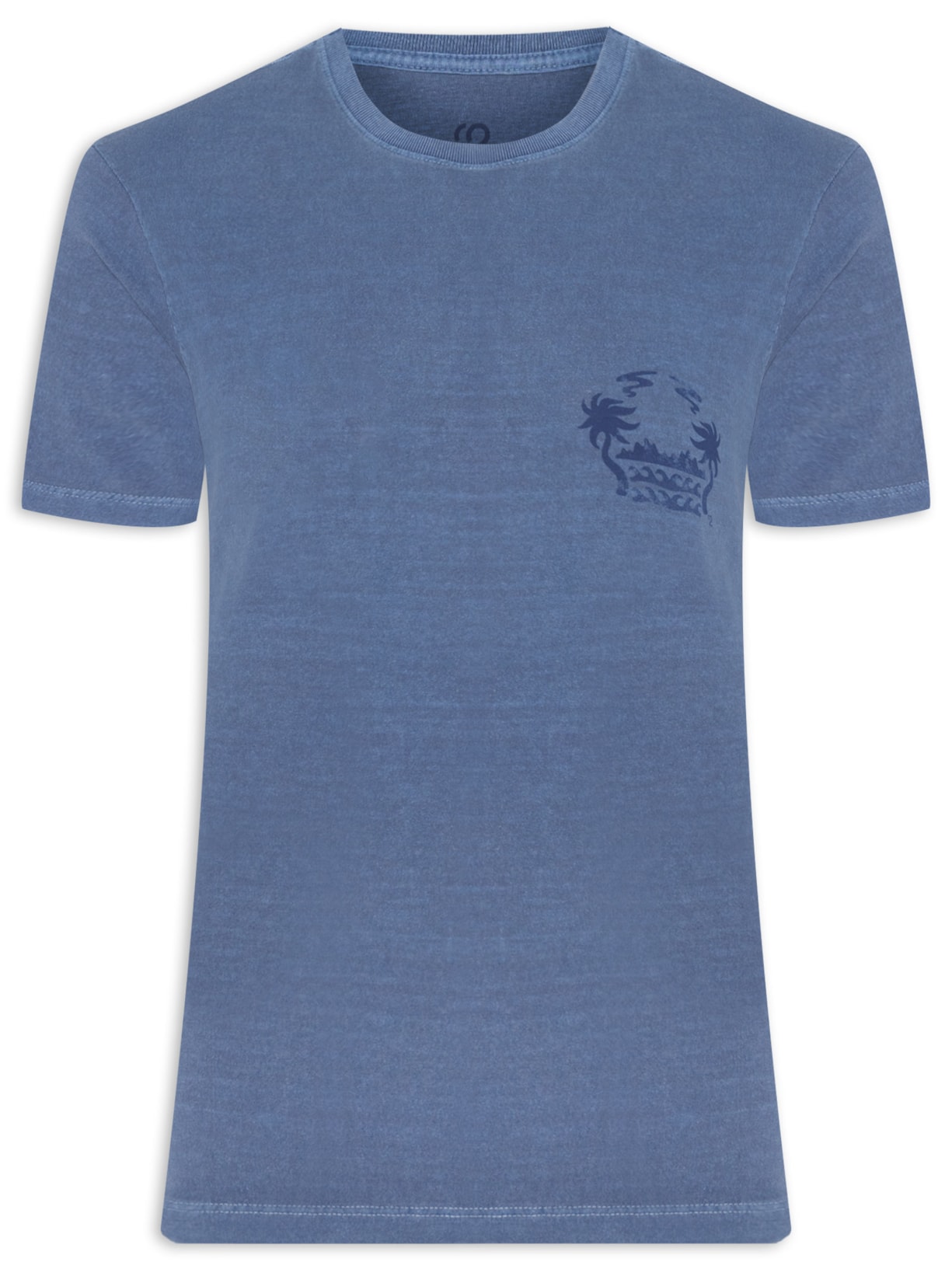 Camiseta Masculina Gola Careca Com Estampa De Coqueiro - Azul