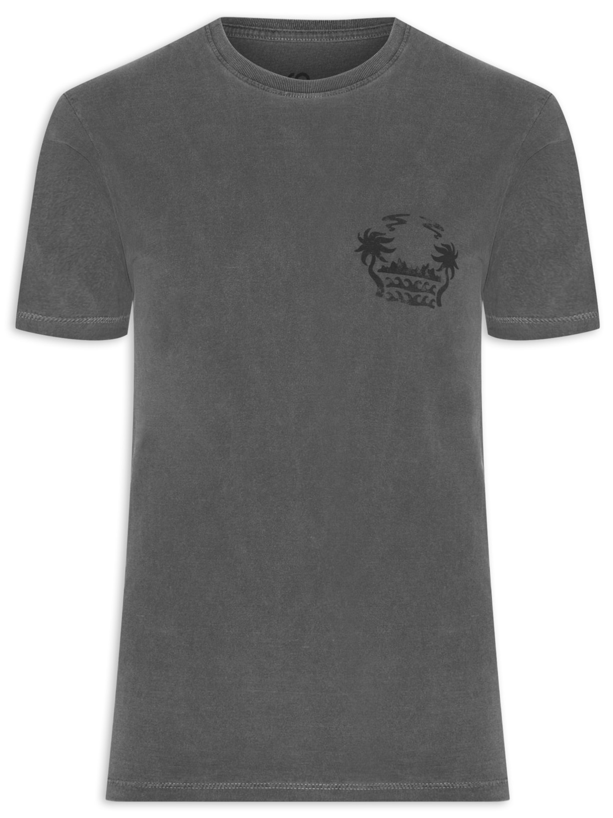 Camiseta Masculina Gola Careca Com Estampa De Coqueiro - Cinza