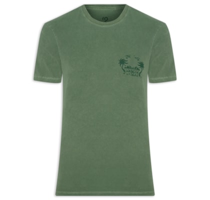 Camiseta Masculina Gola Careca Com Estampa De Coqueiro - Verde