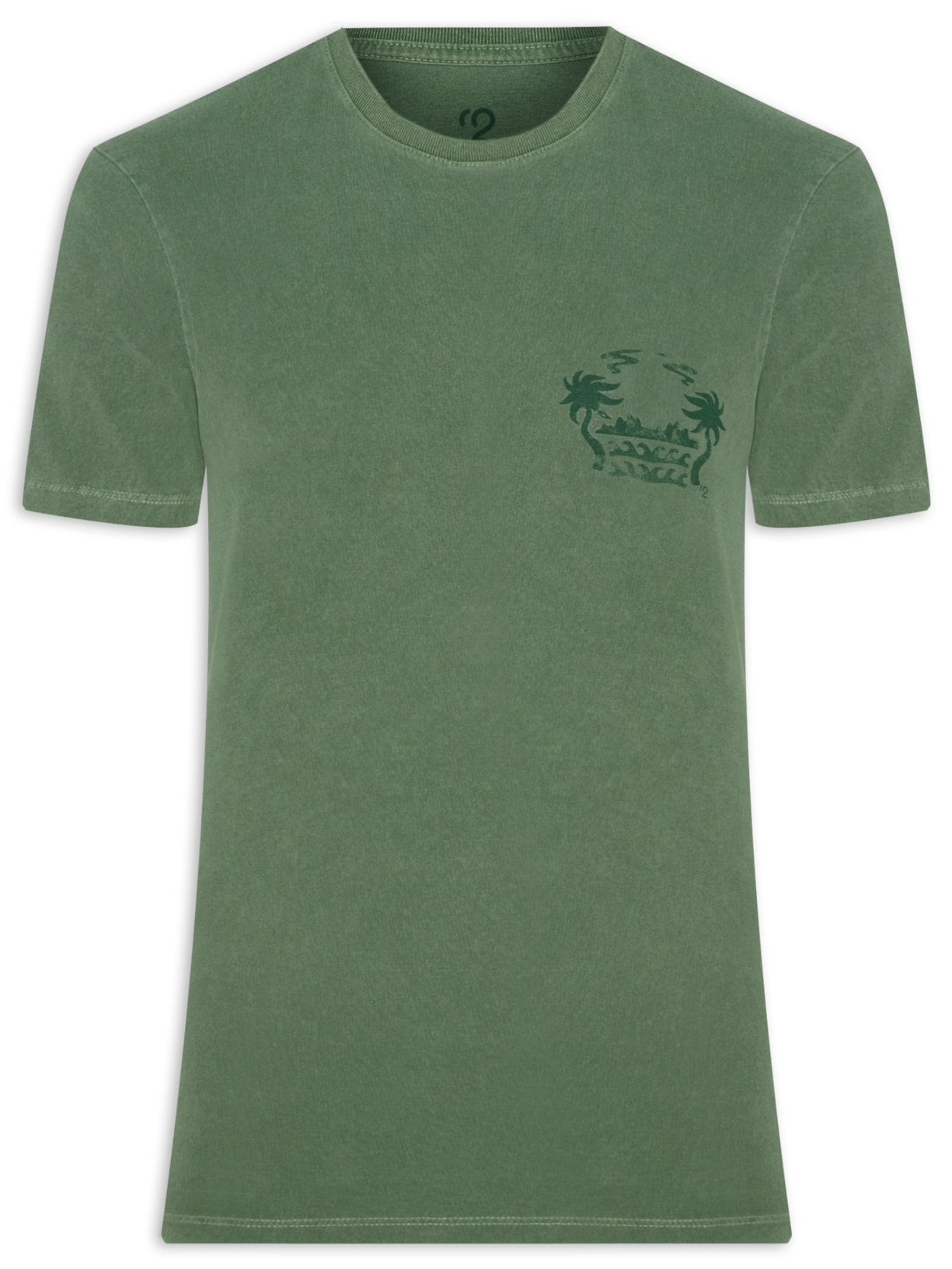 Camiseta Masculina Gola Careca Com Estampa De Coqueiro - Verde