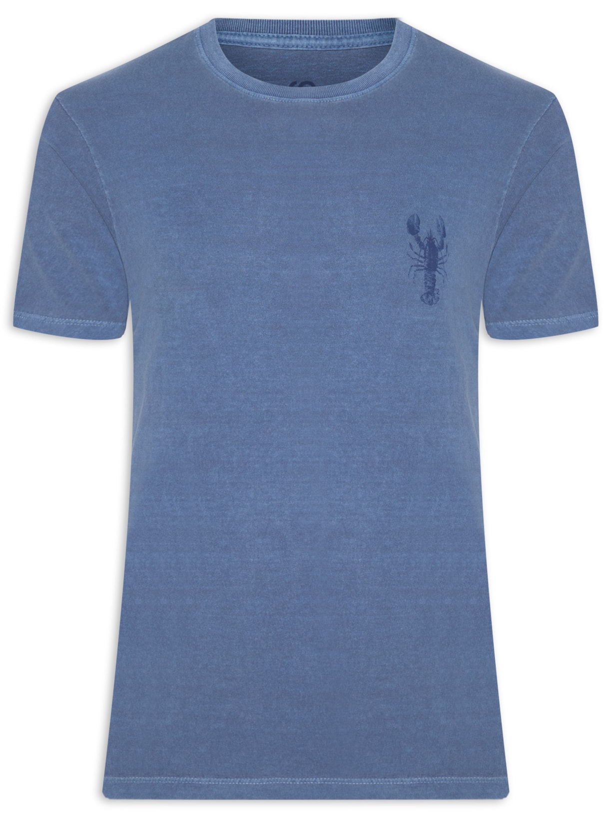 Camiseta Masculina Gola Careca Com Estampa De Lagosta - Azul