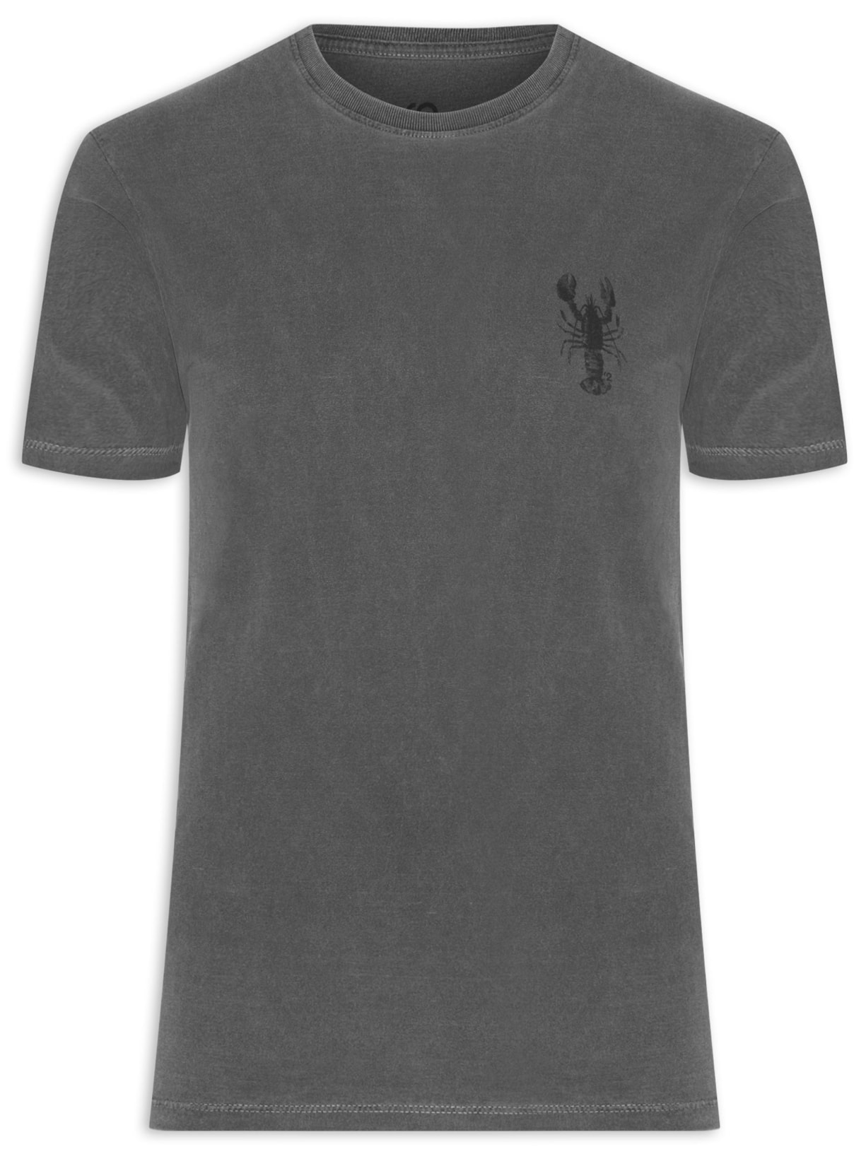 Camiseta Masculina Gola Careca Com Estampa De Lagosta - Cinza