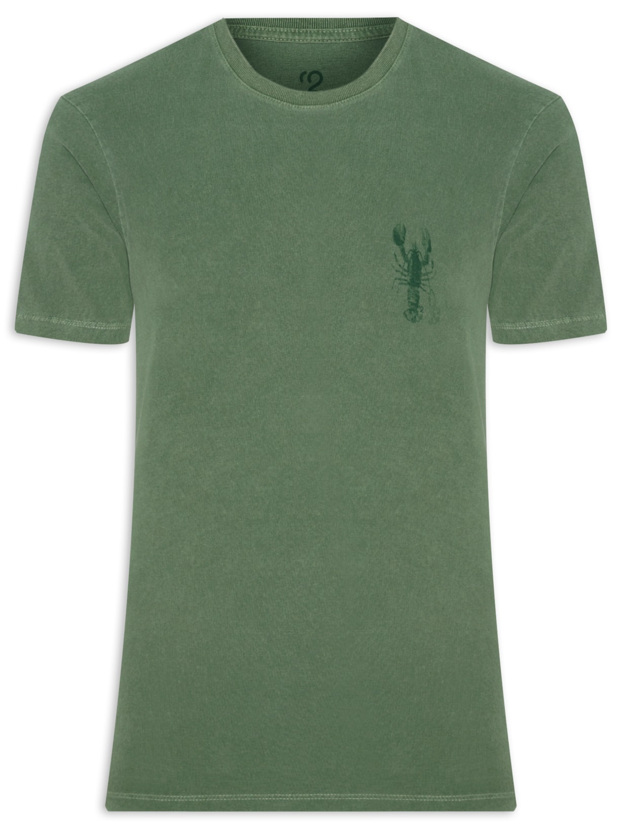 Camiseta Masculina Gola Careca Com Estampa De Lagosta - Verde