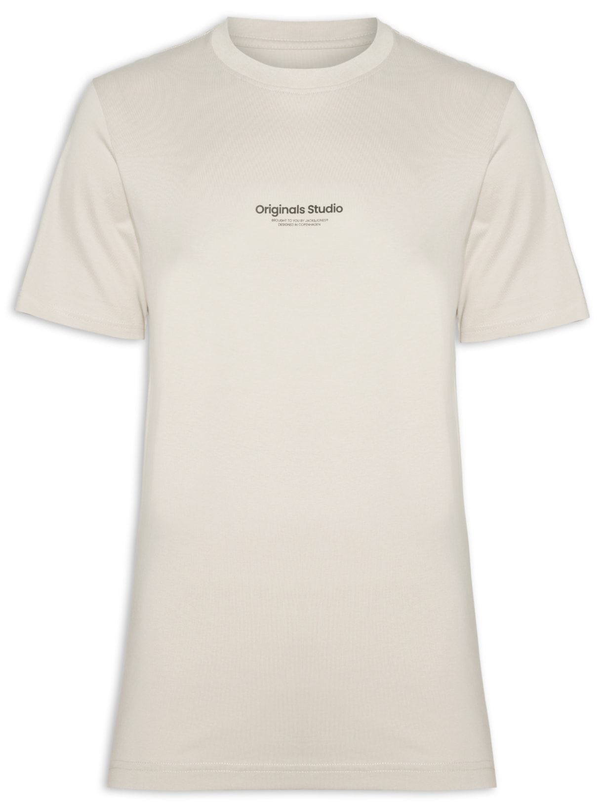 Camiseta Masculina Gola Careca Em Algodão - Bege