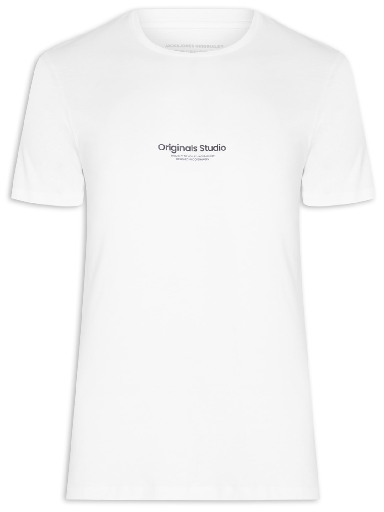 Camiseta Masculina Gola Careca Em Algodão Branco Jack & Jones