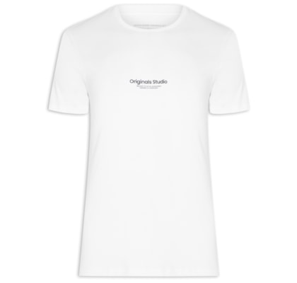 Camiseta Masculina Gola Careca Em Algodão - Branco