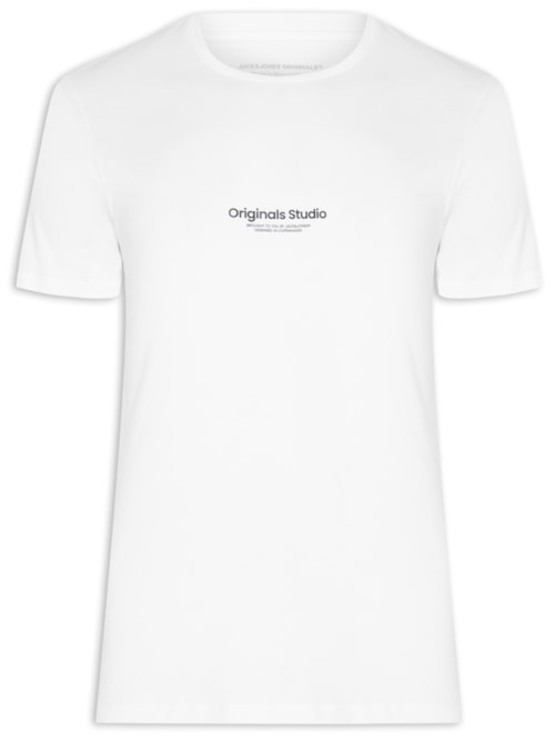 Camiseta Masculina Gola Careca Em Algodão - Branco