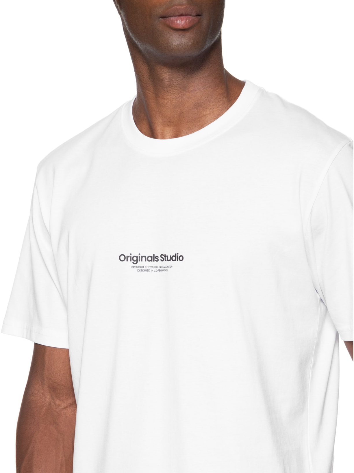 Camiseta Masculina Gola Careca Em Algodão Branco Jack & Jones