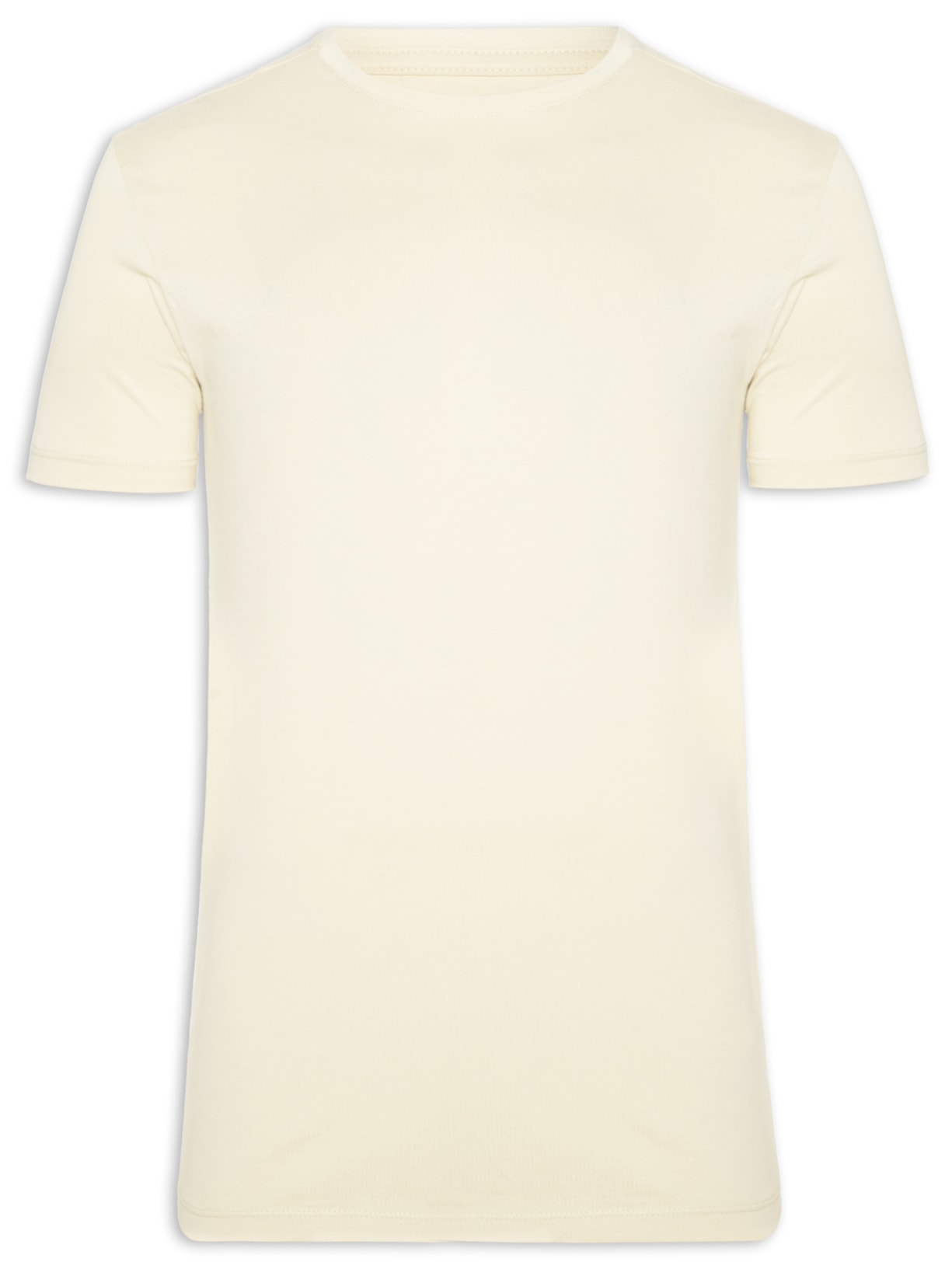 Camiseta Masculina Gola Careca Em Algodão Egípcio - Bege