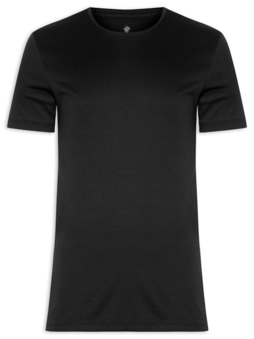 Camiseta Masculina Gola Careca Em Algodão Pima Peruano - Preto