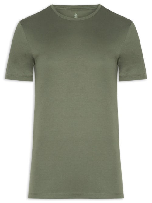 Camiseta Masculina Gola Careca Em Algodão Pima Peruano - Verde