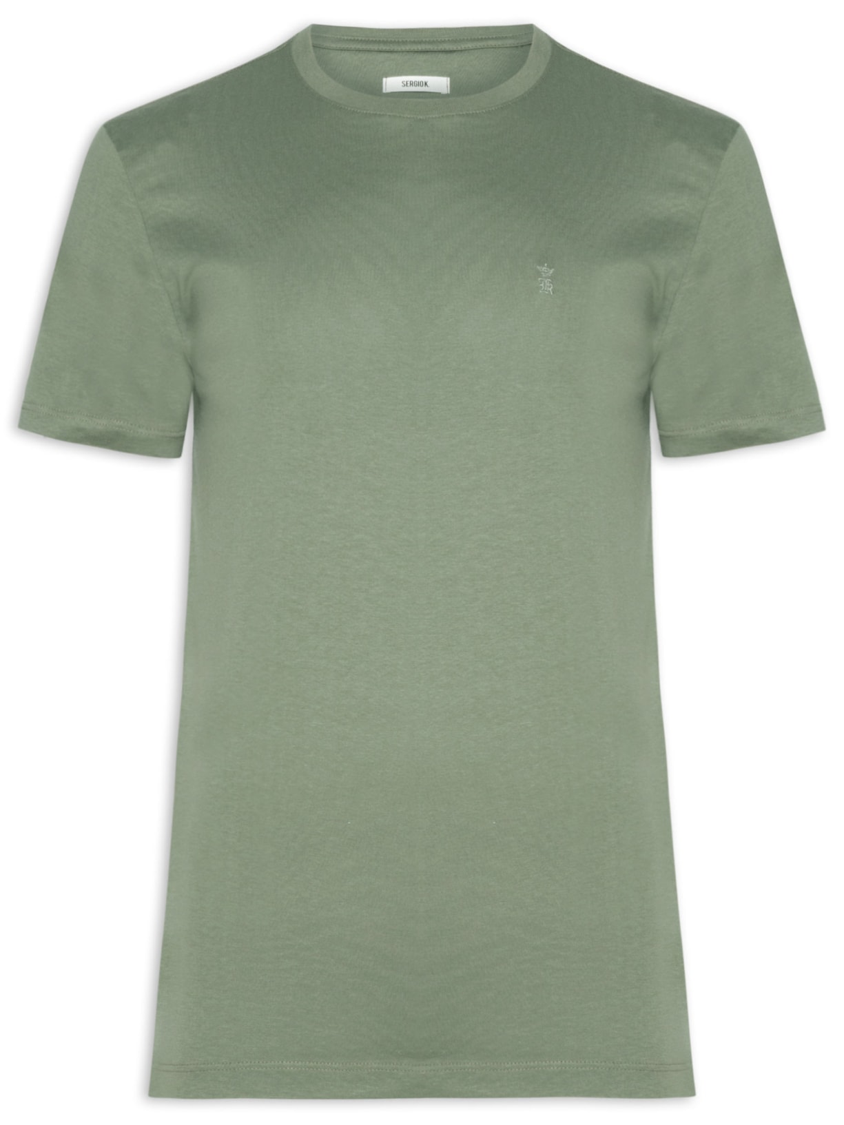 Camiseta Masculina Gola Careca Em Algodão Pima Verde Sergio K