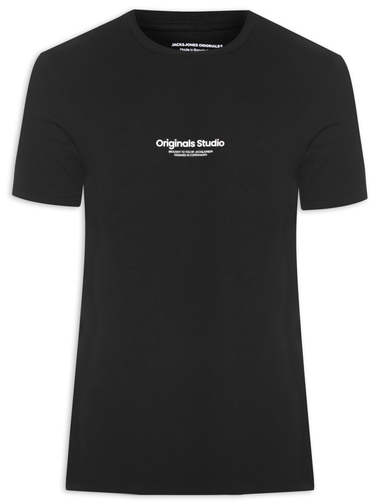 Camiseta Masculina Gola Careca Em Algodão - Preto