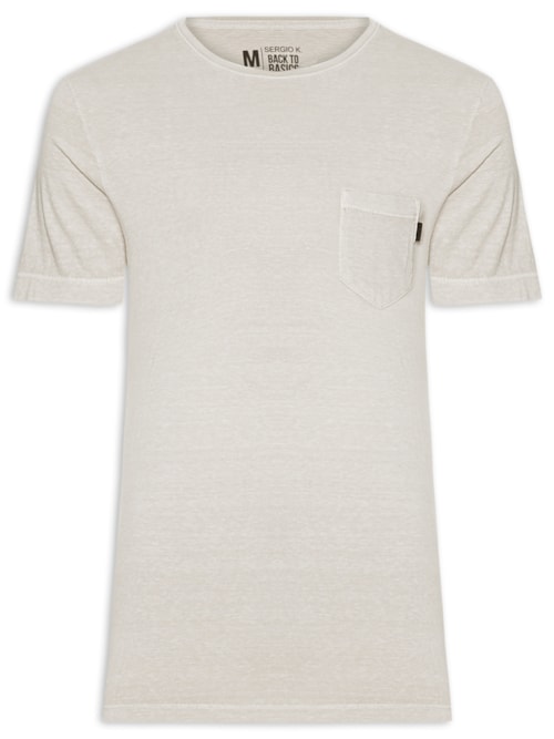 Camiseta Masculina Gola Careca Estonada - Cinza