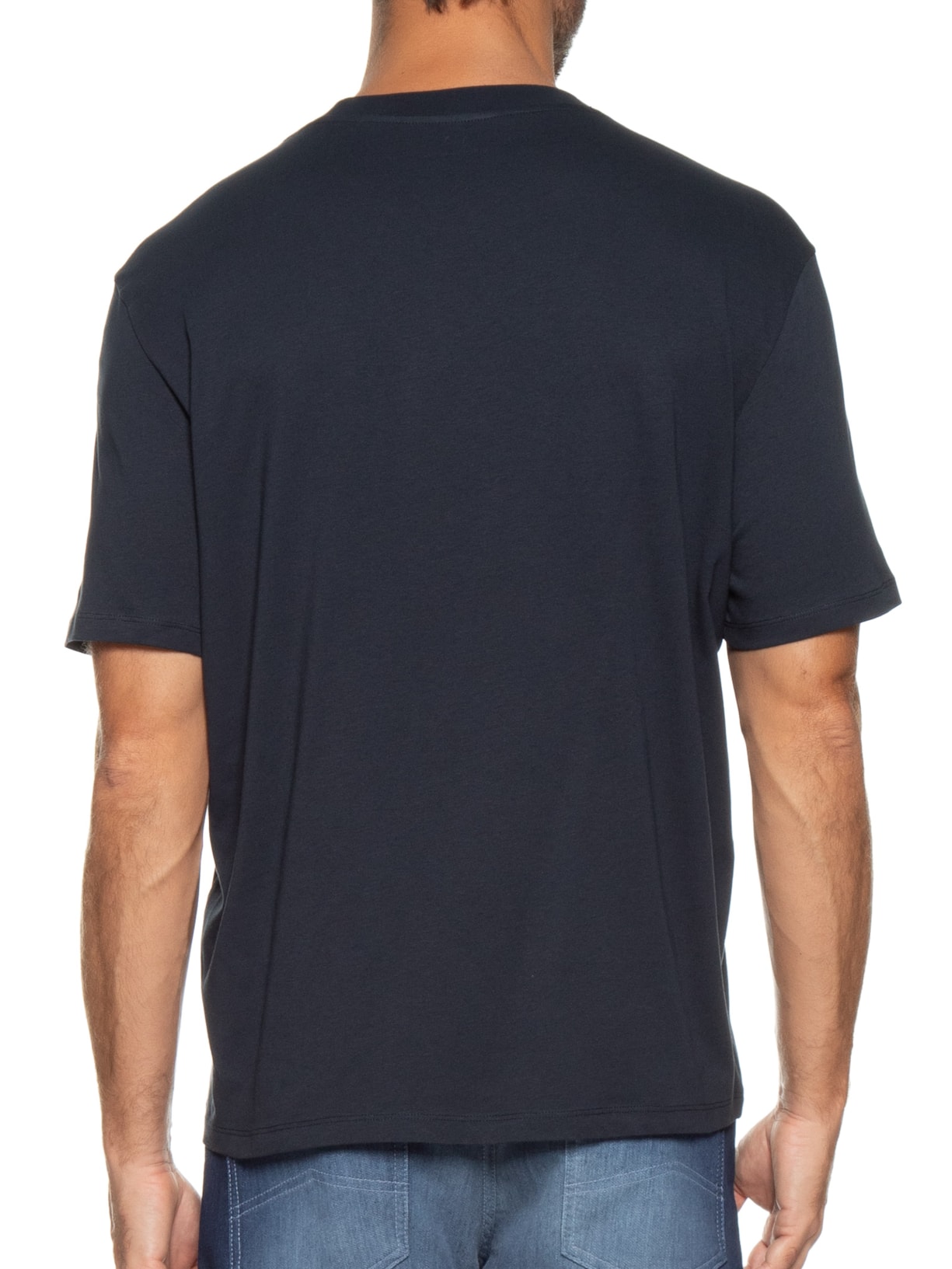 Camiseta Masculina Gola Careca Manga Curta Azul Armani Exchange