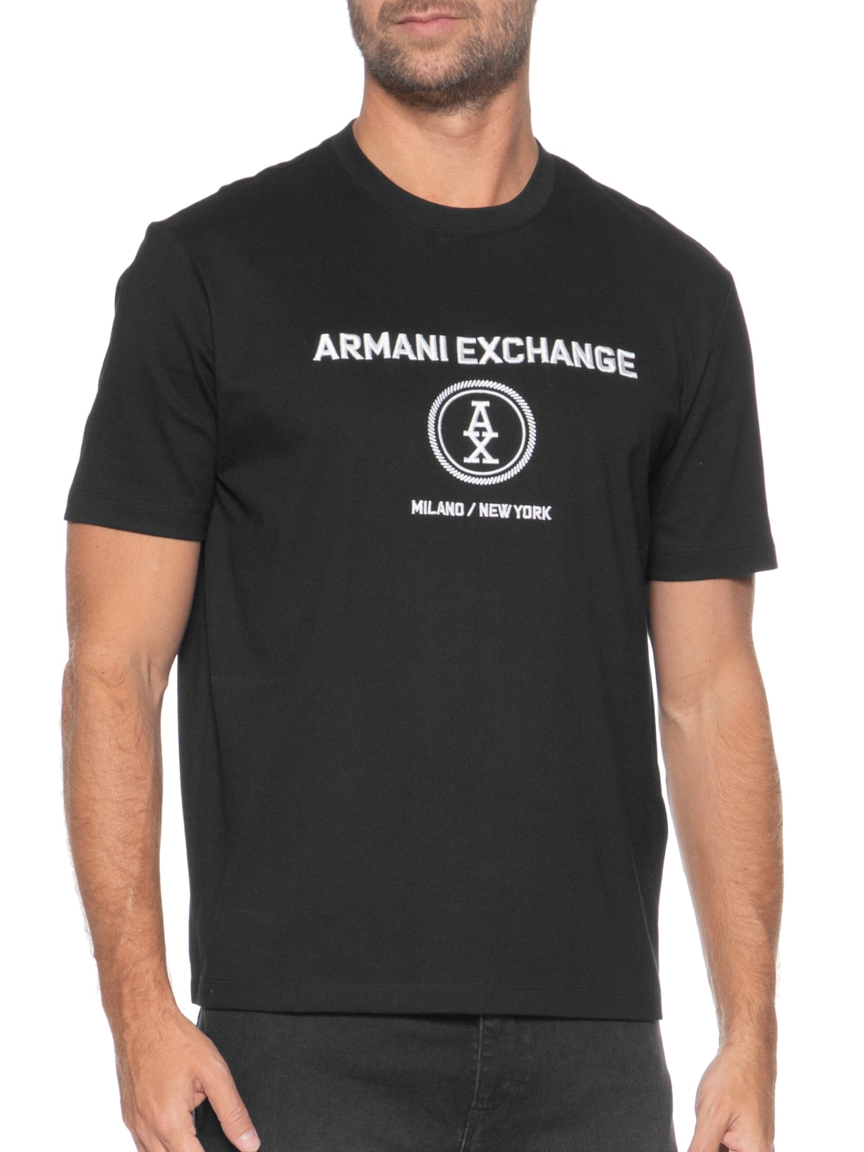 Camiseta Masculina Gola Careca Manga Curta Preto Armani Exchange