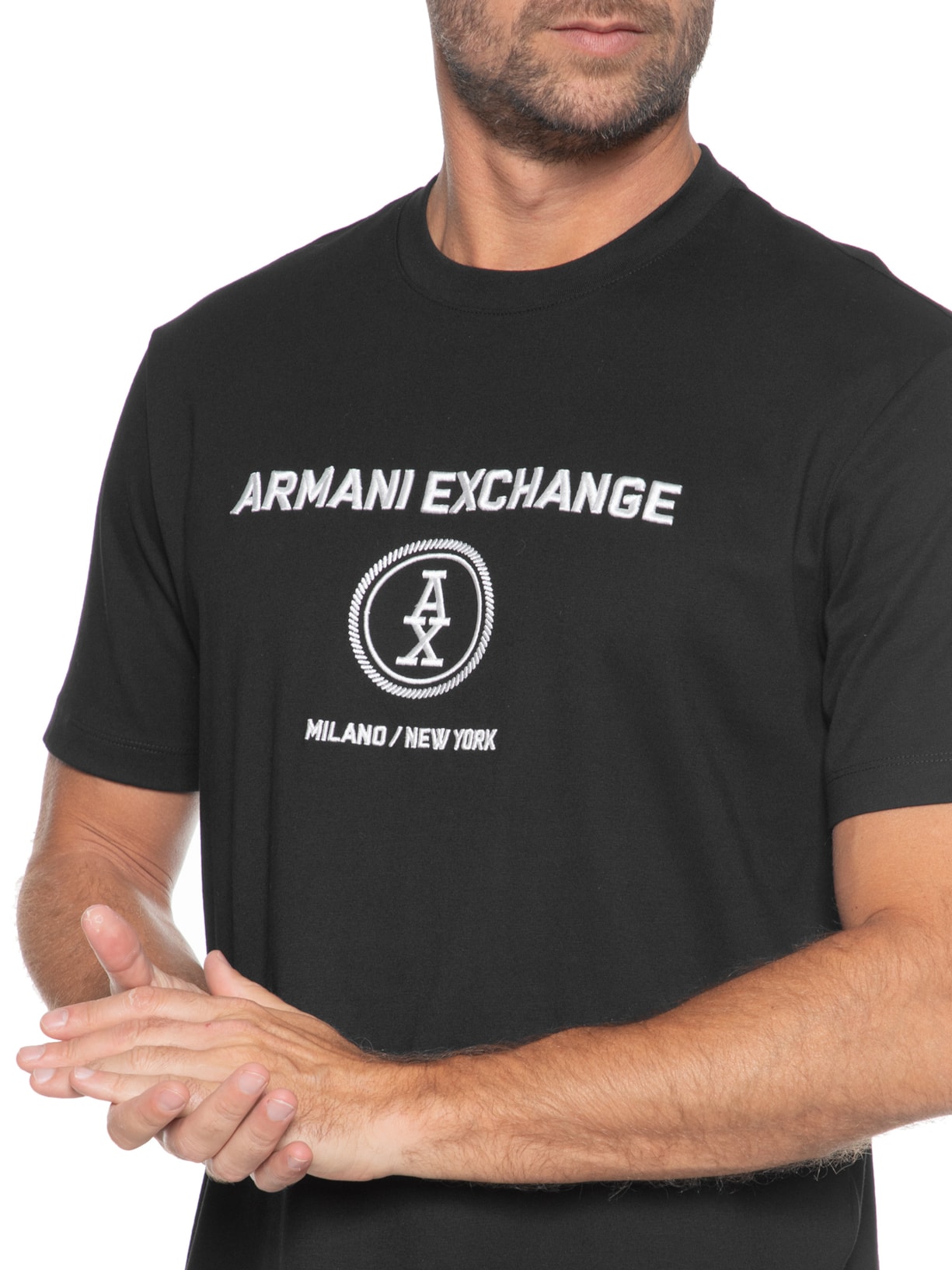 Camiseta Masculina Gola Careca Manga Curta Preto Armani Exchange