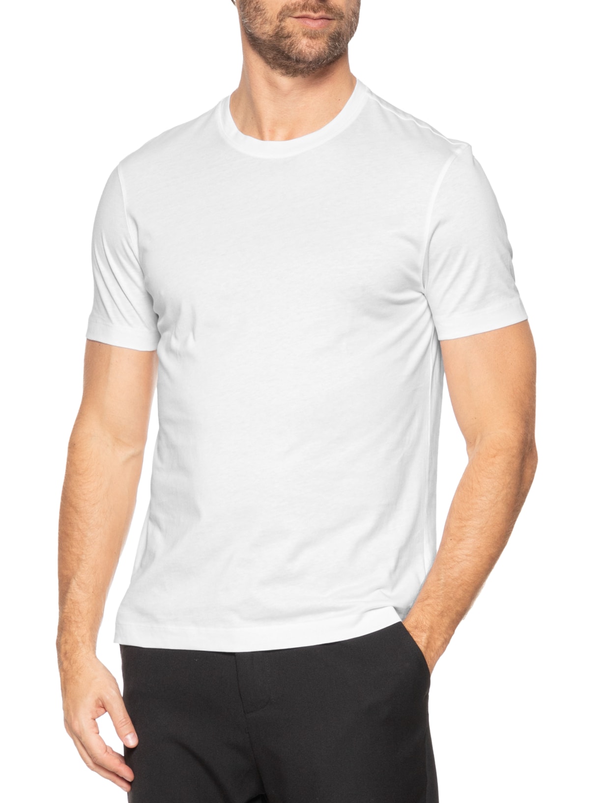 Camiseta Masculina Gola Careca Manga Curta Taut Collab David Beckham Branco Boss