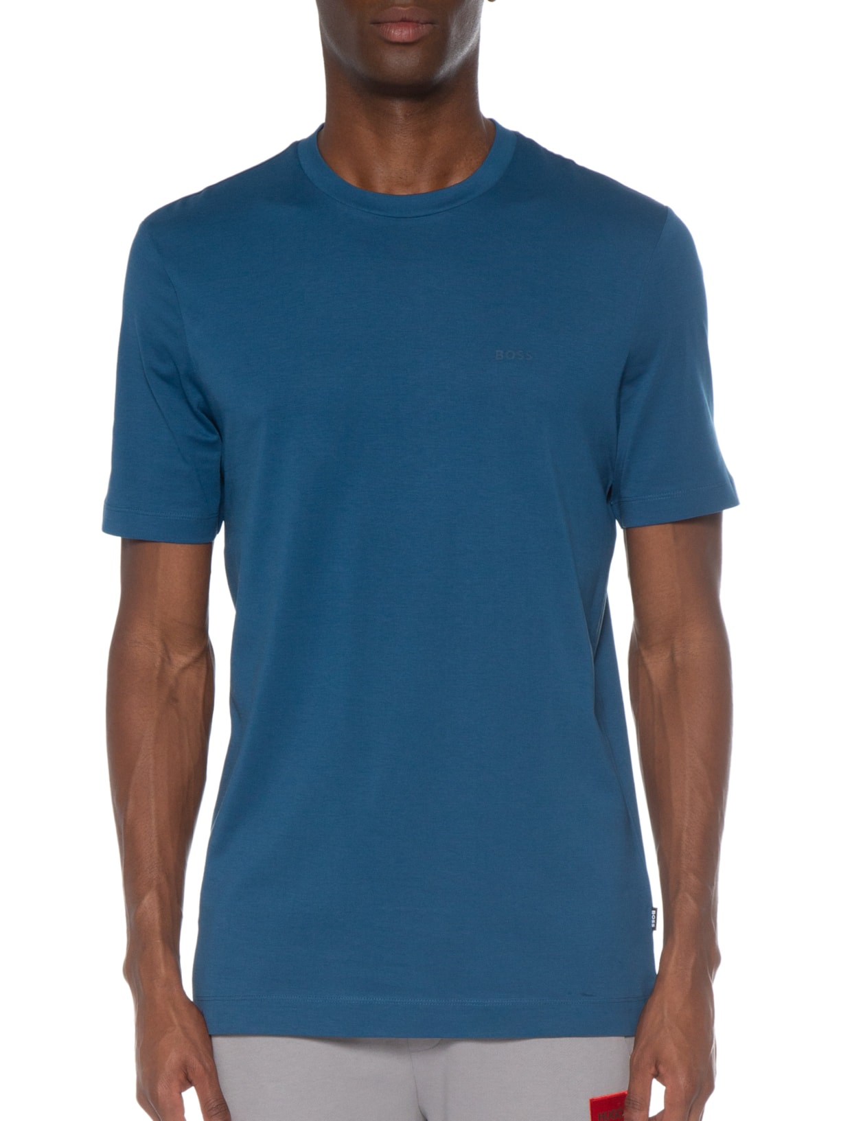 Camiseta Masculina Gola Careca Manga Curta Thompson 01 Azul Acinzentado Boss