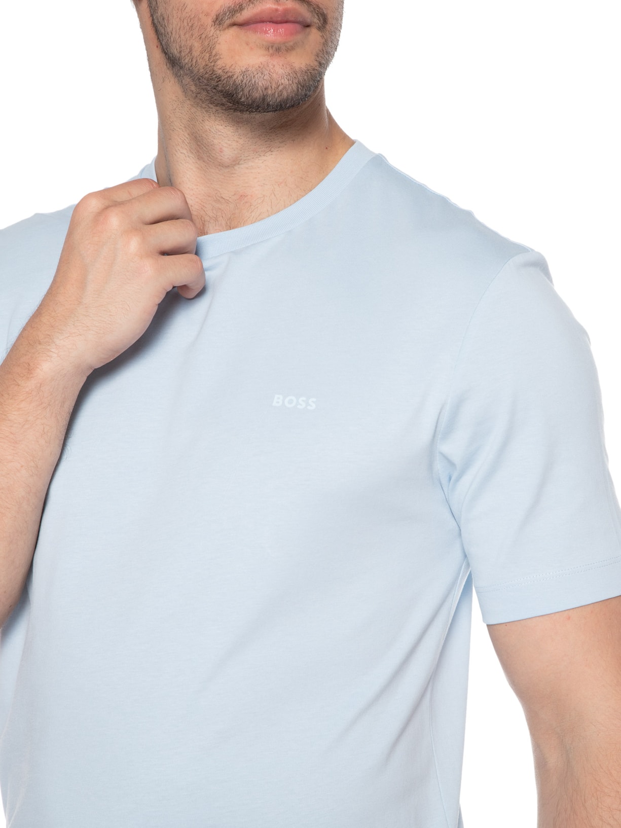 Camiseta Masculina Gola Careca Manga Curta Thompson 01 Azul Claro Boss