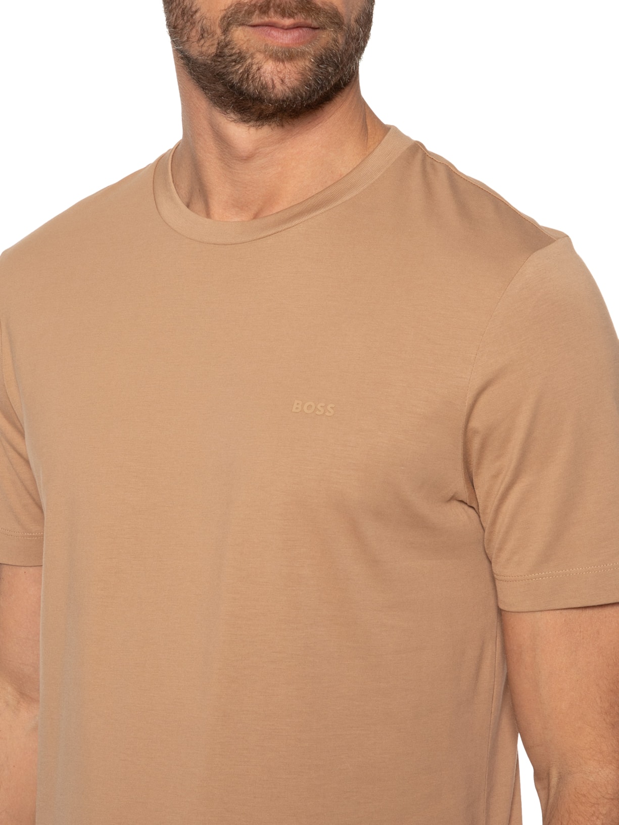 Camiseta Masculina Gola Careca Manga Curta Thompson 01 Bege Boss