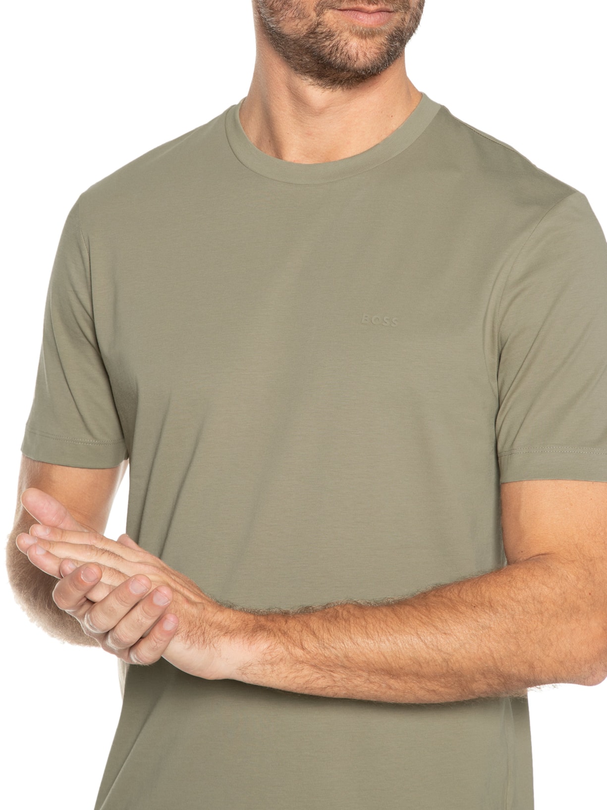 Camiseta Masculina Gola Careca Manga Curta Thompson 01 Bege Boss