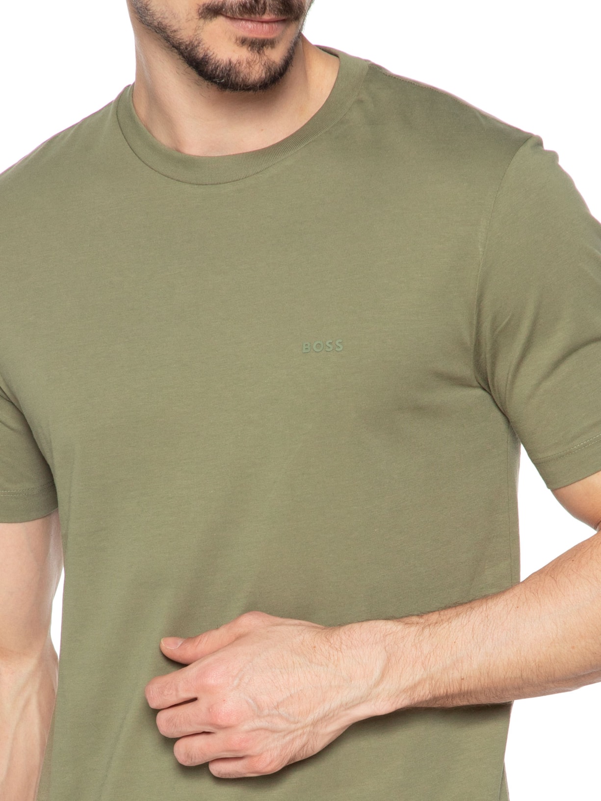 Camiseta Masculina Gola Careca Manga Curta Thompson 01 Bege Boss