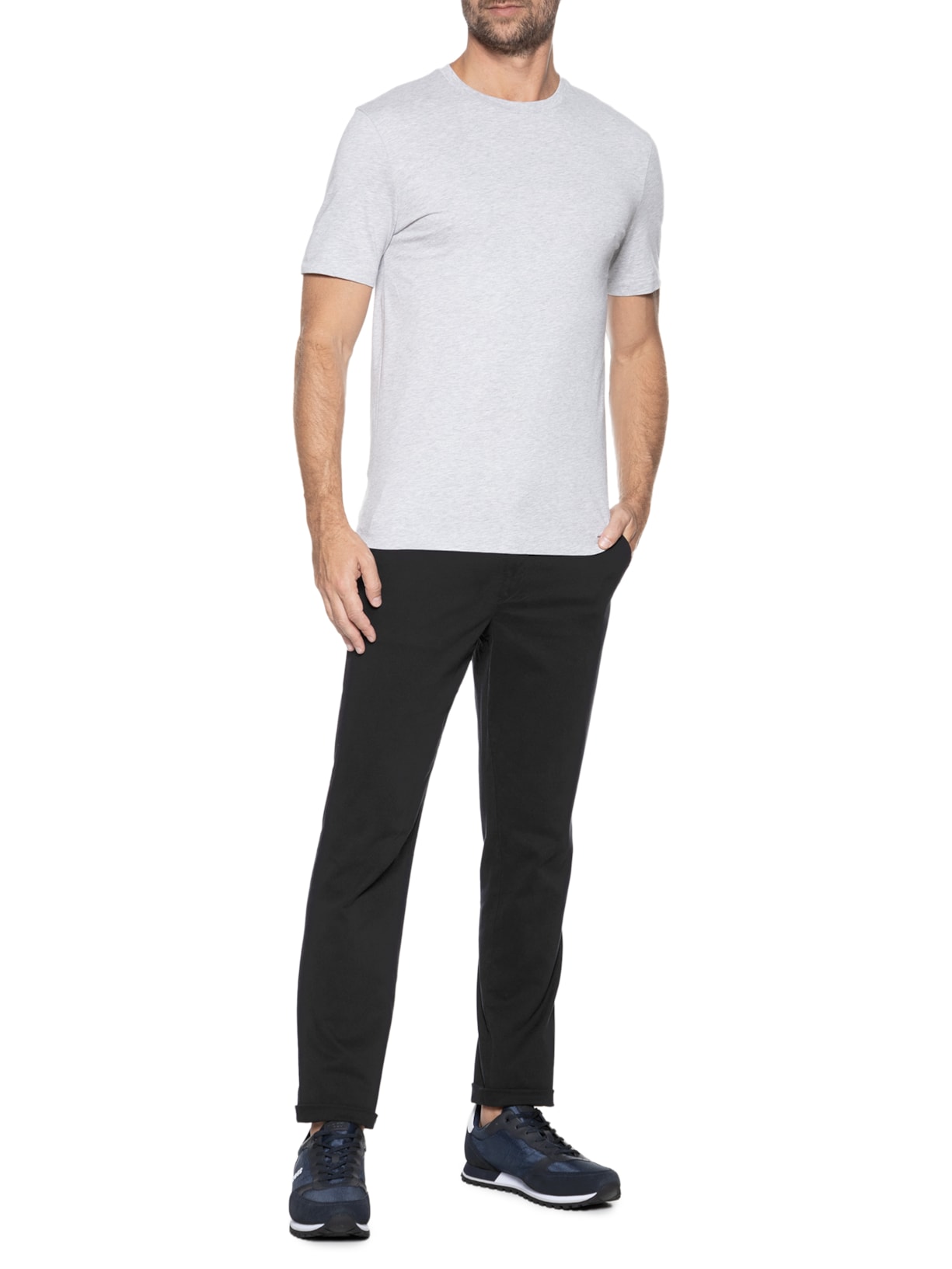 Camiseta Masculina Gola Careca Manga Curta Thompson 01 Cinza Claro Boss