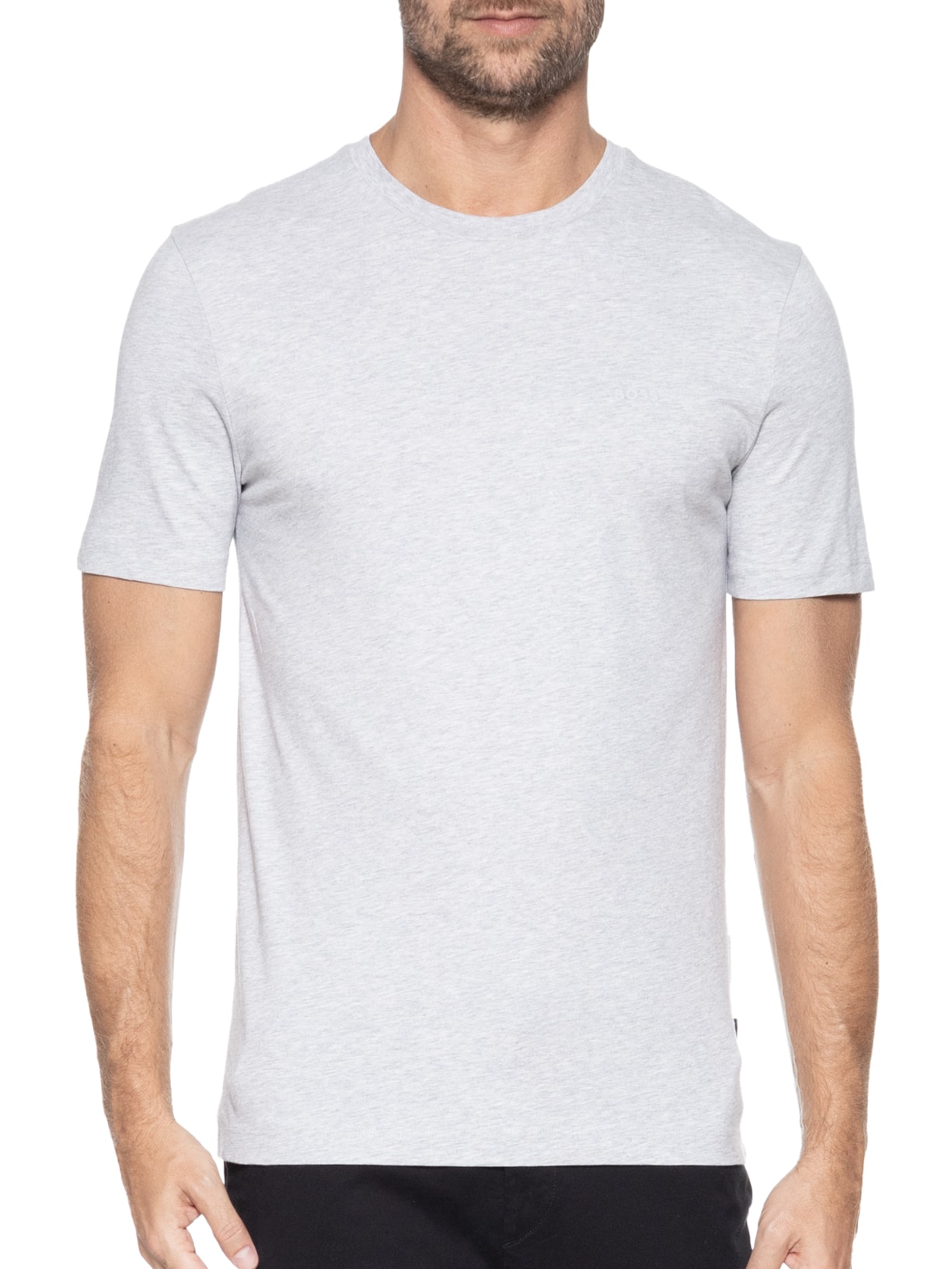 Camiseta Masculina Gola Careca Manga Curta Thompson 01 Cinza Claro Boss