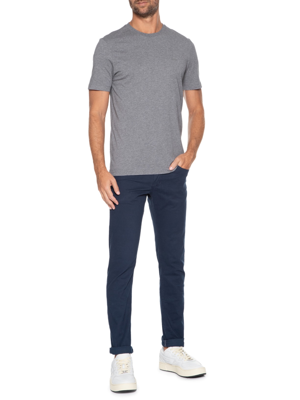 Camiseta Masculina Gola Careca Manga Curta Thompson 01 Cinza Escuro Boss