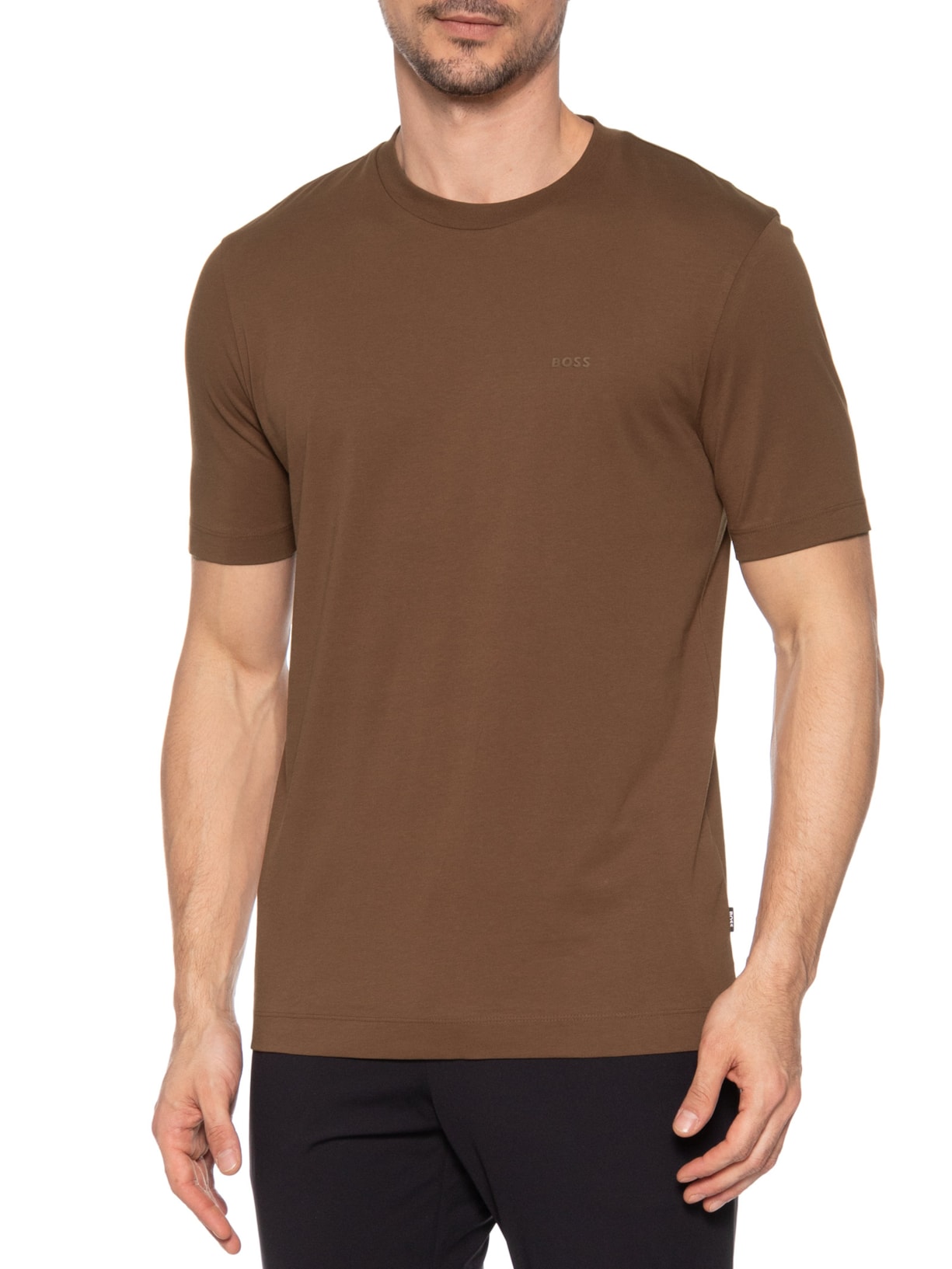 Camiseta Masculina Gola Careca Manga Curta Thompson 01 Marrom Boss