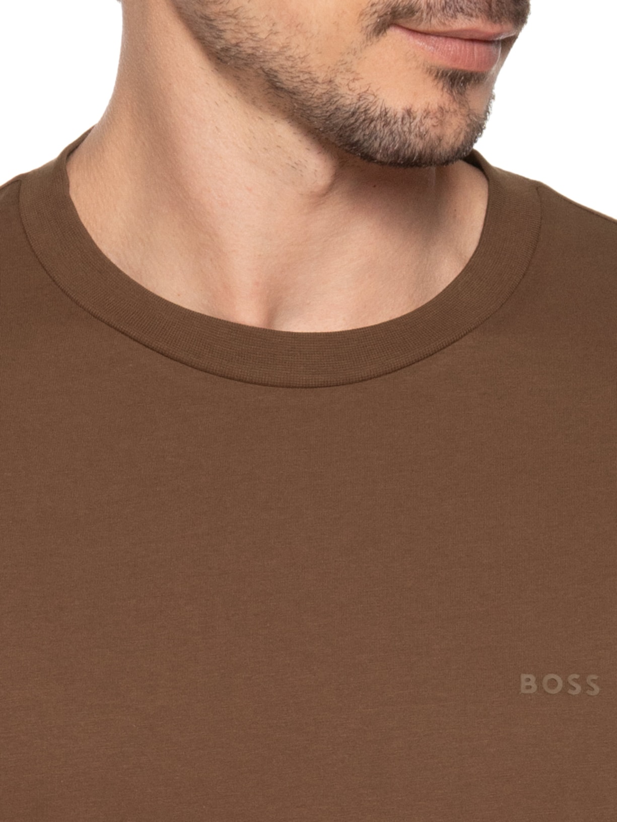 Camiseta Masculina Gola Careca Manga Curta Thompson 01 Marrom Boss