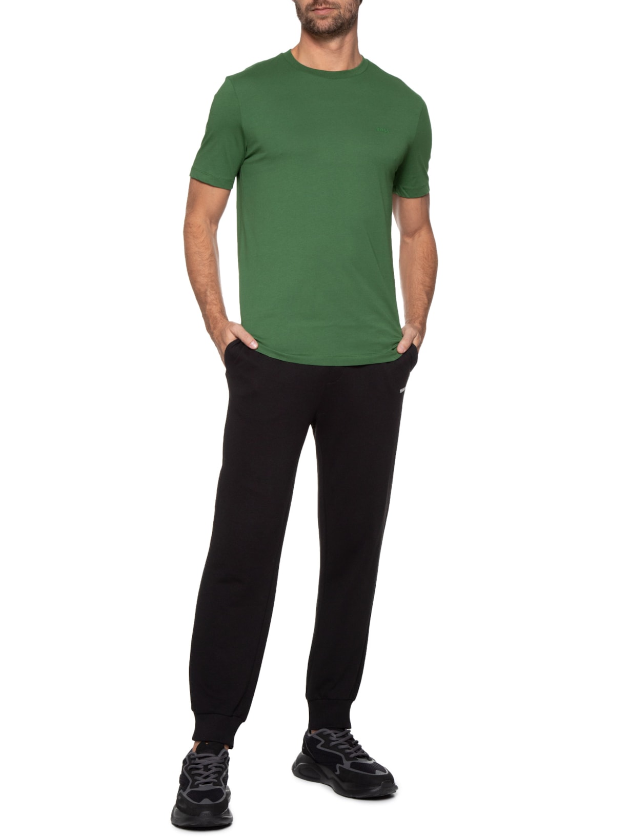 Camiseta Masculina Gola Careca Manga Curta Thompson 01 Verde Boss