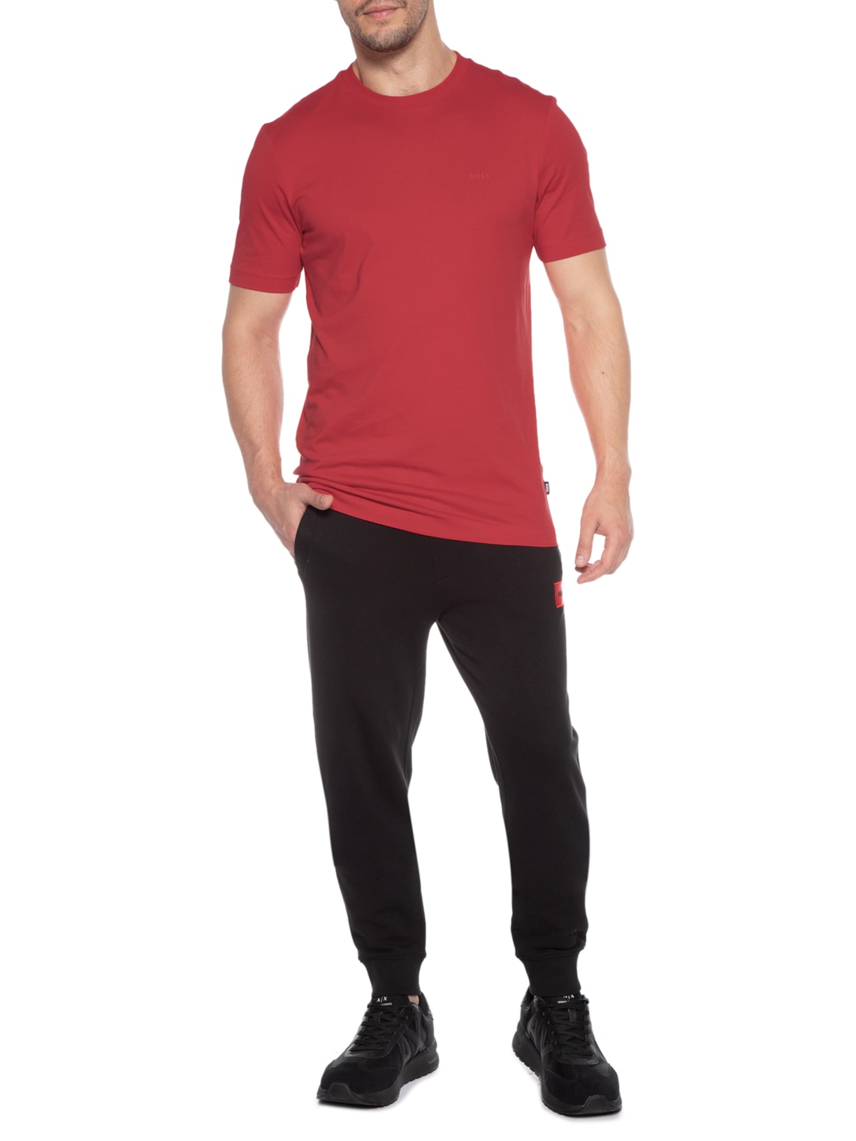 Camiseta Masculina Gola Careca Manga Curta Thompson 01 Vermelho Claro Boss