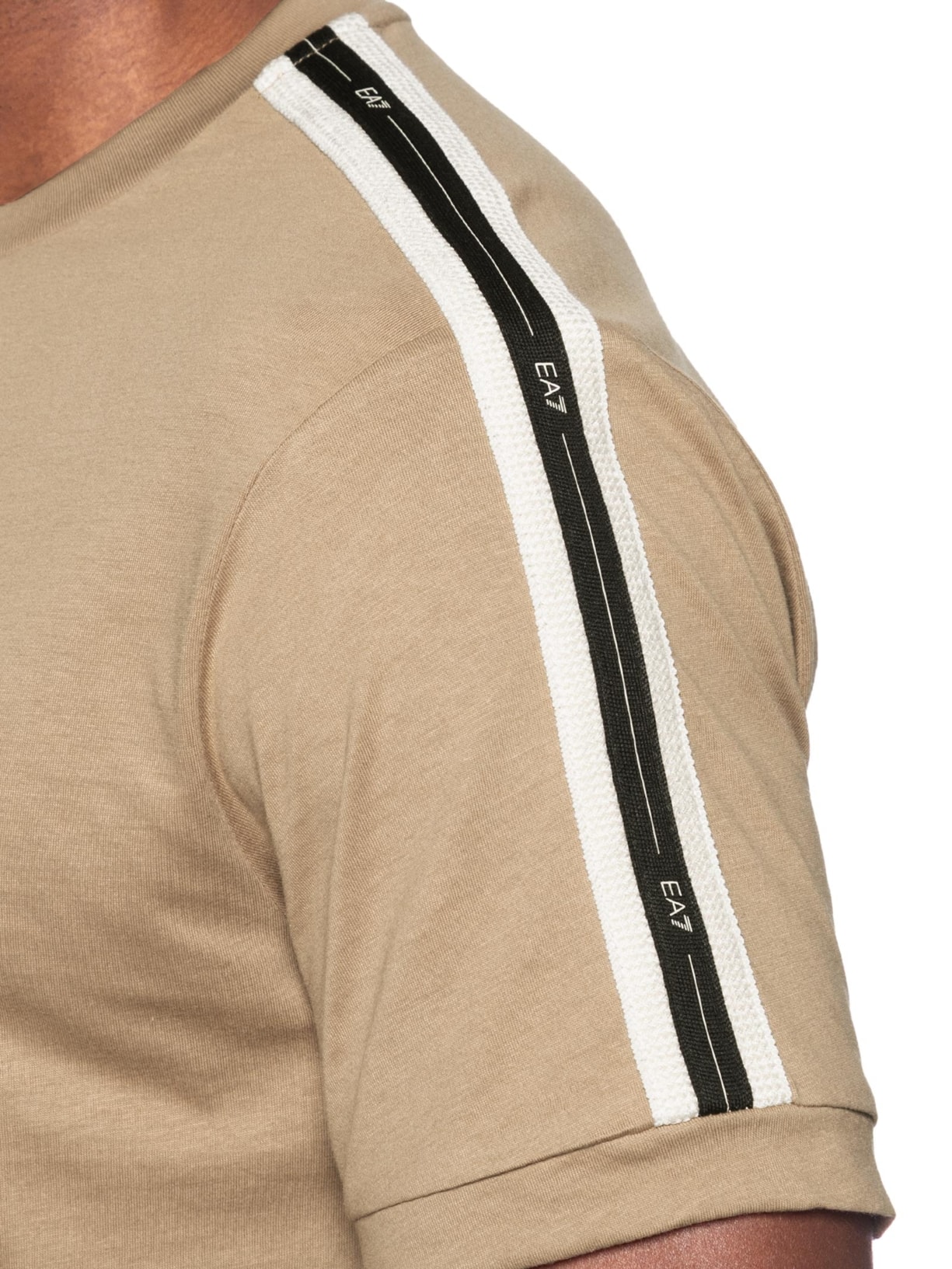 Camiseta Masculina Gola Careca Slim Fit Train Logo Series Bege Ea7 Emporio Armani