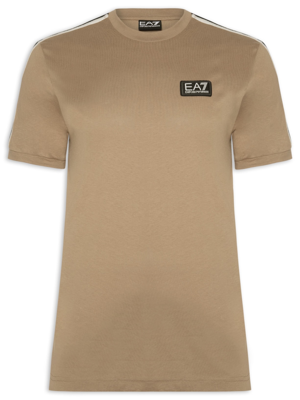 Camiseta Masculina Gola Careca Slim Fit Train Logo Series Bege Ea7 Emporio Armani