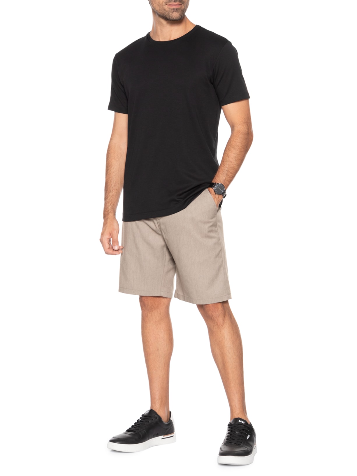 Camiseta Masculina Gola Cruzada Em Algodão Pima Preto Ricardo Almeida
